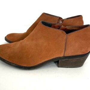 Lucky Brand Ankle Booties Light Brown Suede Low Heel Size 7